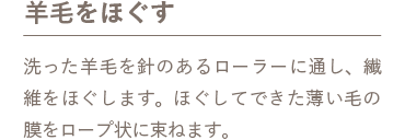 羊毛をほぐす