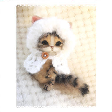 羊毛フェルト猫/白キジ猫ちゃん 