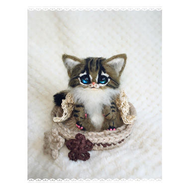 羊毛フェルト猫/小さなベンガル猫ちゃん